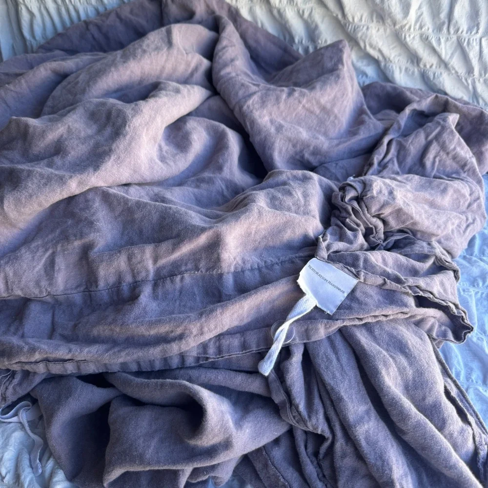 Restoration Hardware Duvet Cover Full/Queen Purple Stonewashed Belgian Linen